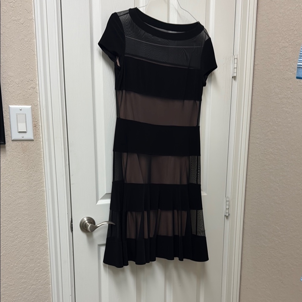 Joseph Ribkoff Black and Nude  Sheath Midi Dress